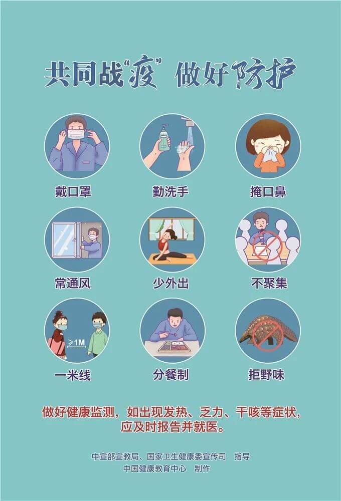 疫情防护知识宣传 ,人人守则。